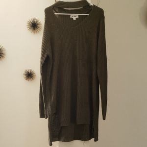 OLive Green V-Neck Sweater with neck Band